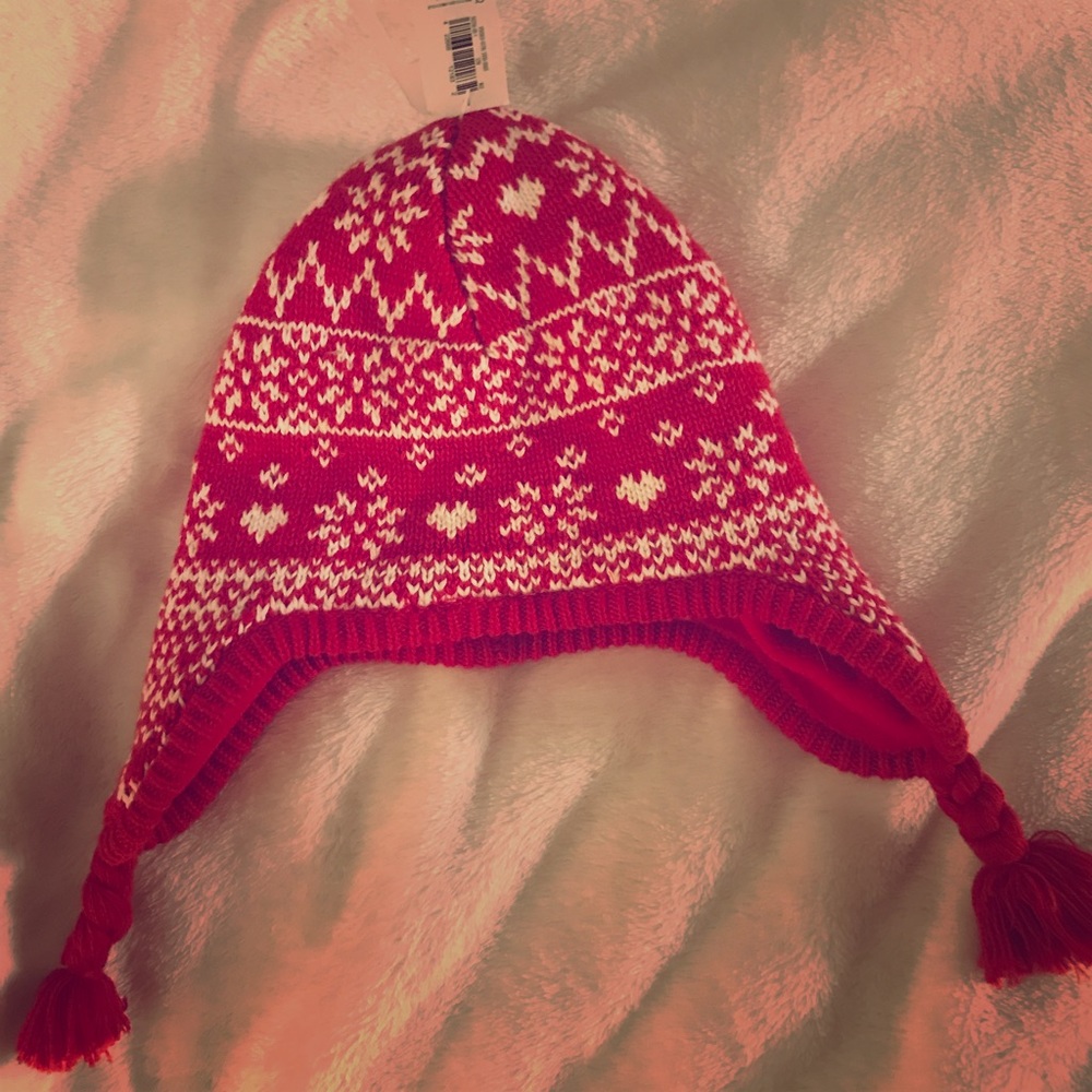 Red and white 12-18 month stocking cap